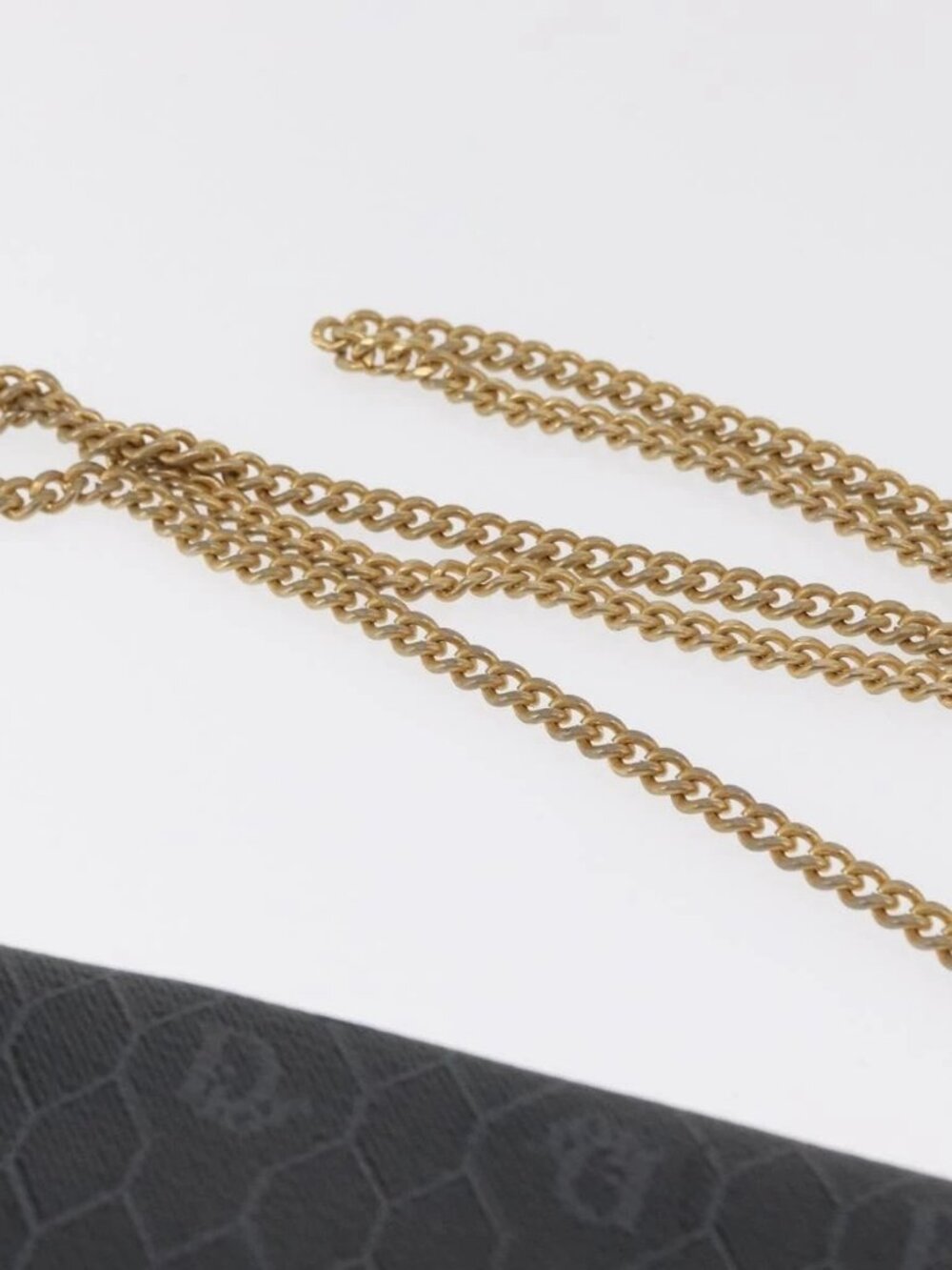 Christian Dior Honeycomb Canvas Chain Shoulder Bag PVC Black Gold Auth 170125 - Picture 8 of 16